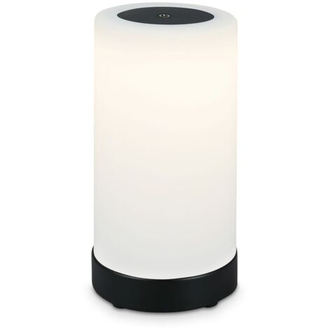 BRILONER - Lampada da tavolo a LED a batteria, dimmerabile, lampada da tavolo a LED in vetro senza fili, funzione touch, 3300K bianco caldo, nero, 245x125 mm (HxD)