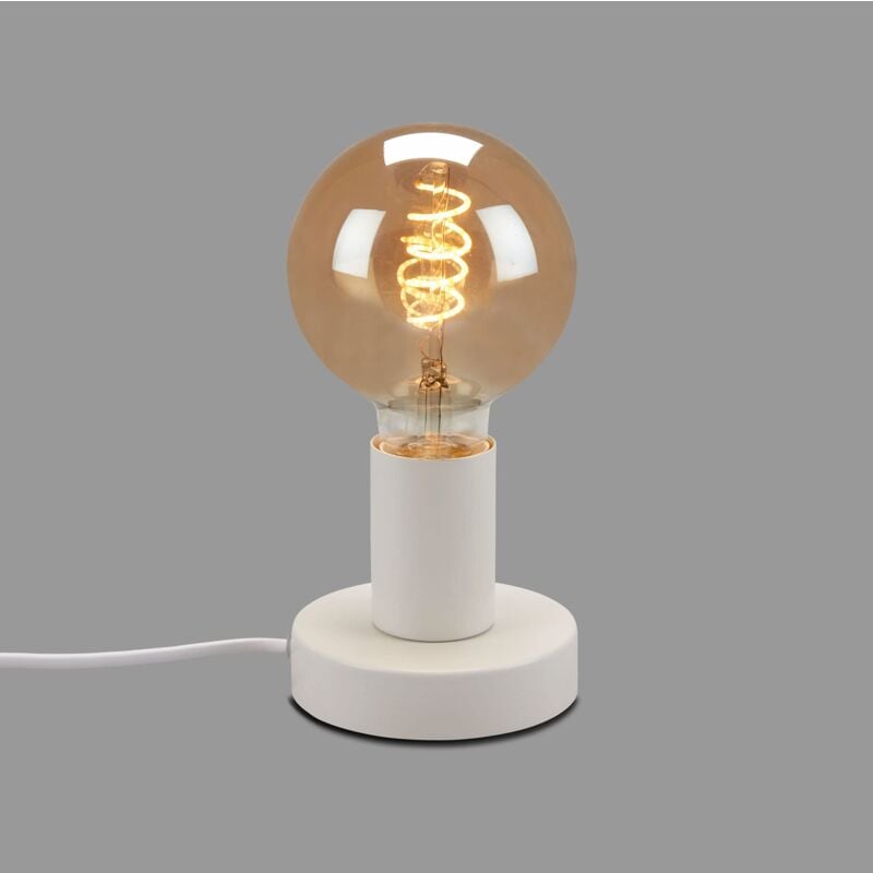 Image of Brilo - ner - Lampada da tavolo, lampada da comodino, abat-jour, 1 x E27, max. 10 Watt, con interruttore sul cavo, bianco, 100 x 90 mm (DxH)