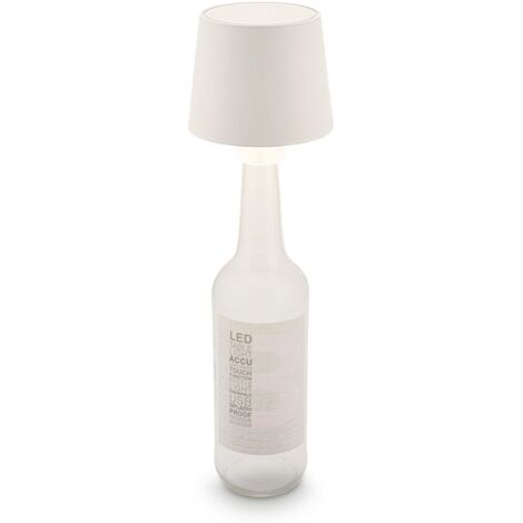 BRILONER - Lampe bouteille LED sans fil, tactile, à intensité variable, couleur de lumière blanche chaude, lampe de chevet sans fil, lampe de salon à poser, 10,5x11,5 cm, blanc