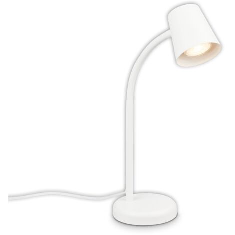 BRILONER - Lampe de chevet avec interrupteur filaire, orientable, GU10, max. 9W, lampe de bureau, lampe table salon, 13x38,5 cm, blanc