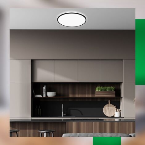Briloner Lana A Lampada da soffitto a LED, CEE A Sorgente luminosa, luce indiretta, luce bianca neutra, nero, Ø33 x 6 cm