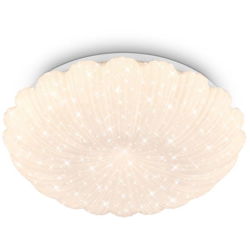 B.k.licht Briloner Led Deckenlampe Sternenhimmel Ø28, 5cm Rund 16, 5w 1700lm 3000k Warmweiß Gewellter Rand Weiß - Deckenleuchte Wohnzimmer Schlafzimmer