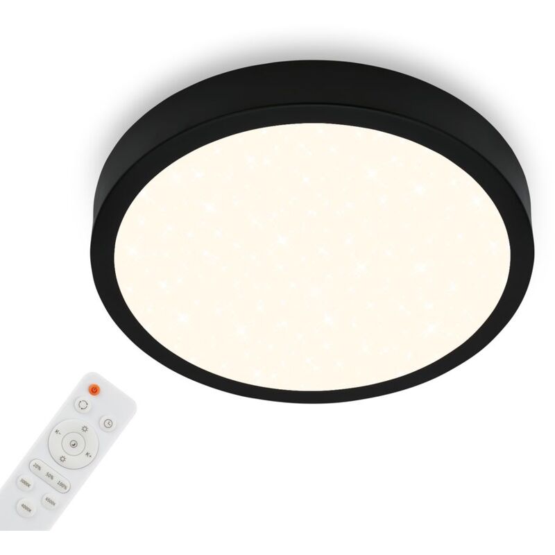 Briloner - Leuchten –deckenlampe Sternenhimmel, Deckenleuchte Dimmbar, Farbtemperatur Einstellbar, Aufbaulampe, Fernbedienung, Schwarz, Ø380x50 Mm