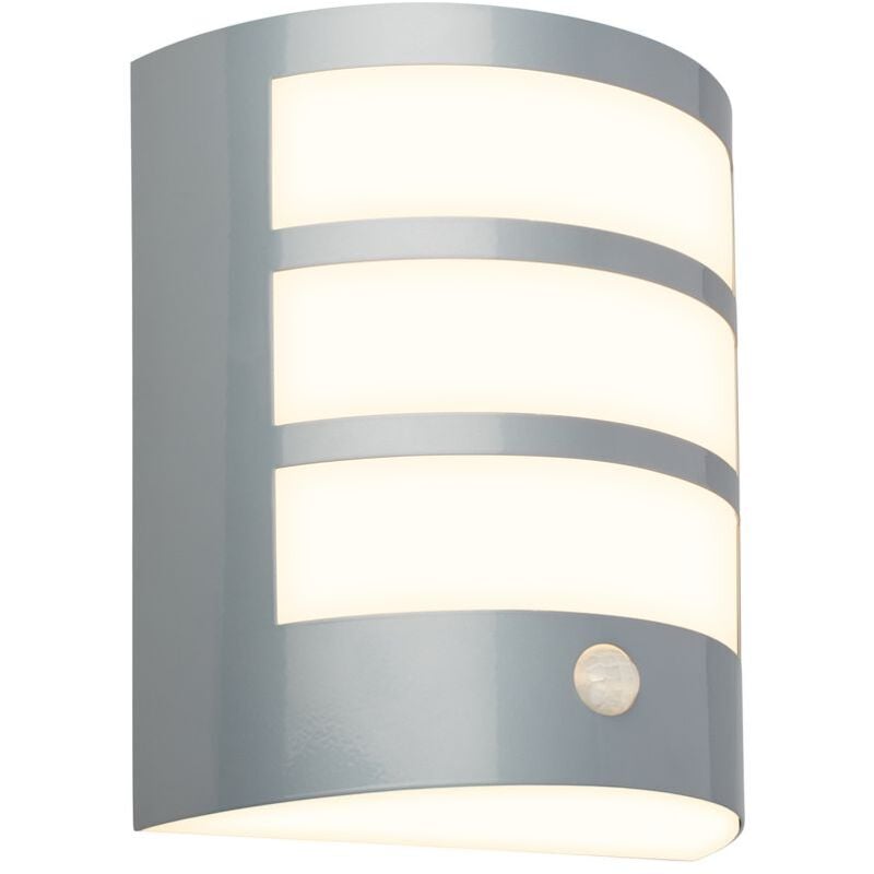 Led Lampe murale accu, détecteur de mouvement, capteur crépusculaire, chrome mat, dimensions : 18 x 15 x 7 cm - Briloner