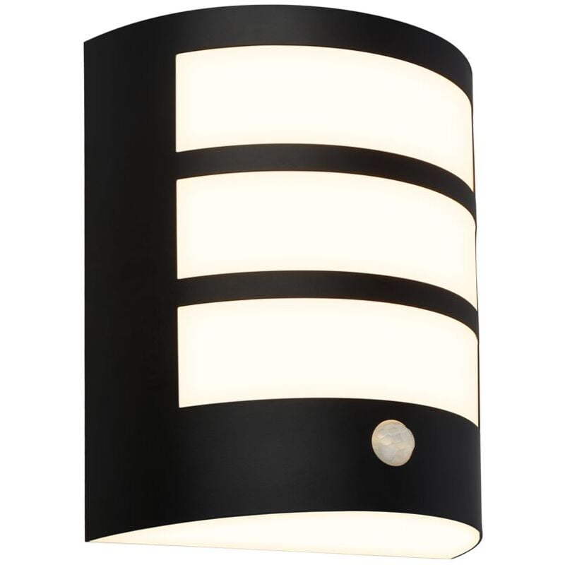 Led Lampe murale batterie, détecteur de mouvement, capteur crépusculaire, noir, dimensions : 18 x 15 x 7 cm - Briloner