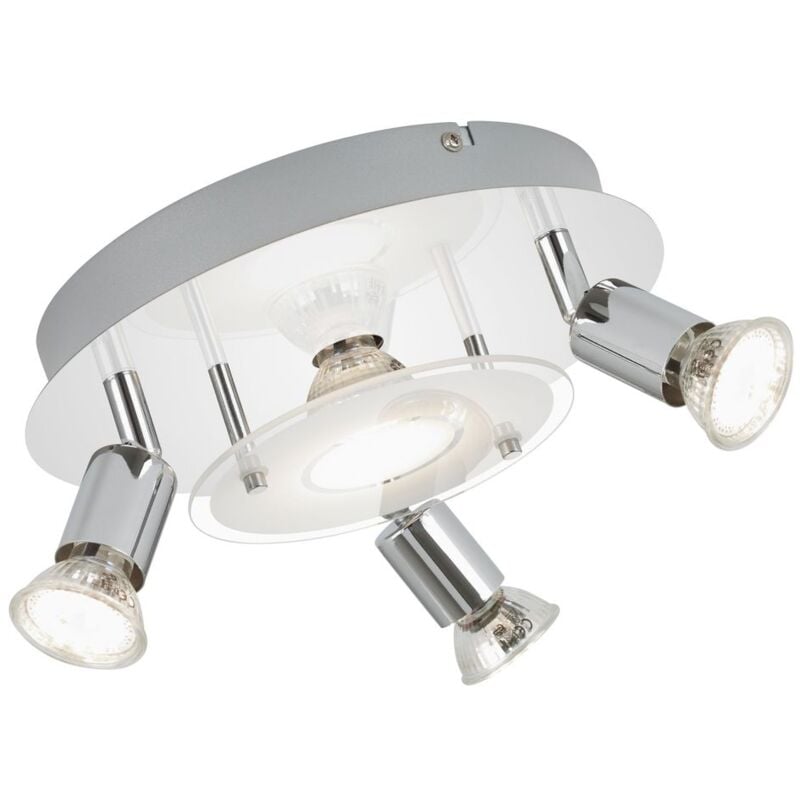 Plafonnier Briloner leuchten orna, 3 w, 250 lm, IP20, chrome, métal-verre, incl., 3x GU10, ø 25 cm