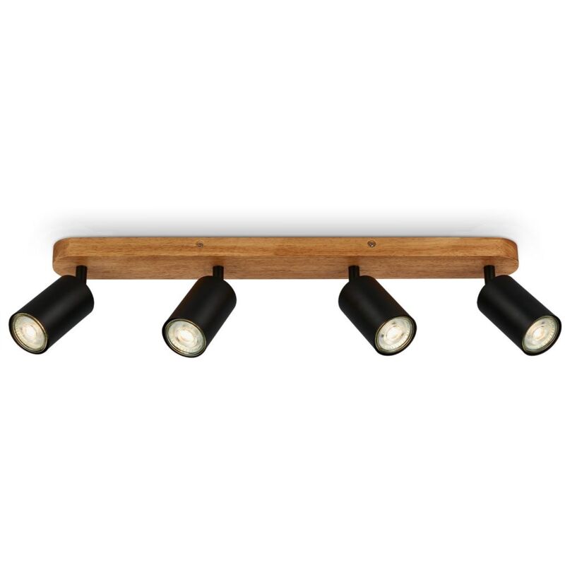 Briloner - Deckenlampe Deckenleuchte Vintage Industrial 4xgu10 9w Schwarz Holz