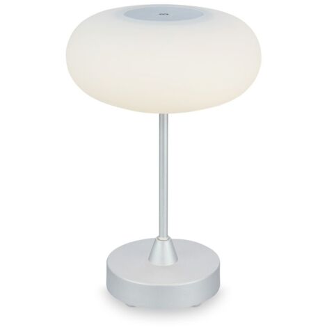 Briloner Leuchten - Lampada da tavolo a LED a batteria, dimmerabile, lampada da tavolo a LED in vetro senza fili, funzione touch, 3.300K bianco caldo, cromo opaco, 150x160 mm (HxP)