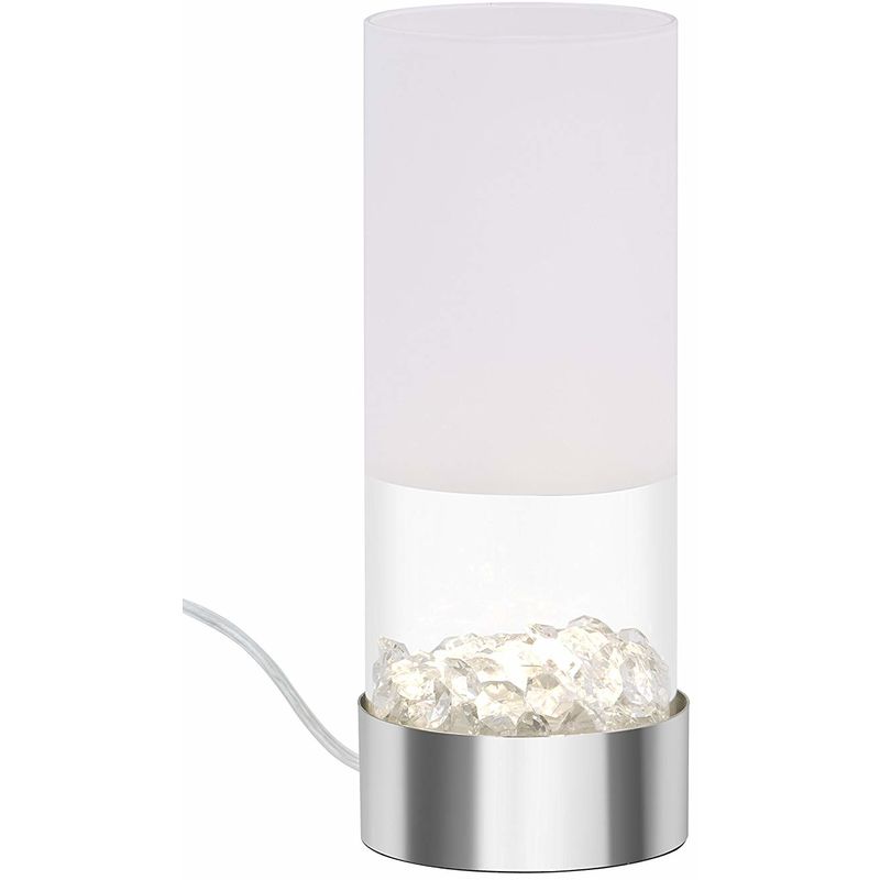 Image of Briloner Leuchten Lampada da tavolo a LED, lampada da tavolo, LED modulo, 5 Watt, 400 Lumen, con interruttore, teilmattiertes vetro plastica, cromato