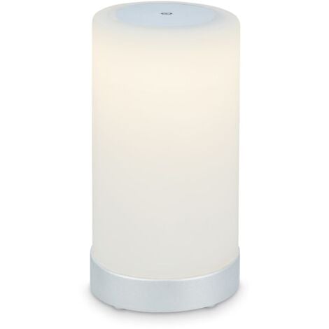 Briloner Leuchten - LED Tischlampe Akku, Dimmbar, Glas LED Tischleuchte Kabellos, Touchfunktion, 3.300K Warmweiß, Chrom-Matt-Weiß, 245x125 mm (HxD)
