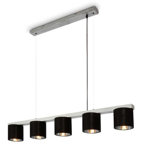 Briloner Leuchten LURI - Lampade a sospensione - 4736054 - Regolabile in altezza - Silver-Crafted - Legno - Attacco E14 max. 25 Watt - 5 luci - 110 x 15 x 136 cm
