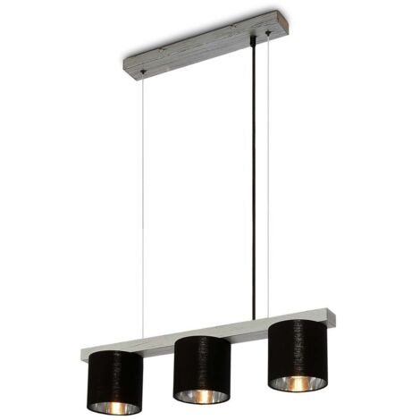Briloner Leuchten LURI - Suspensions - 4736034 - R glable en hauteur - Silver-Crafted - Bois - Douille E14 max. 25 watts - 3 ampoules - 65 x 15 x 136 cm