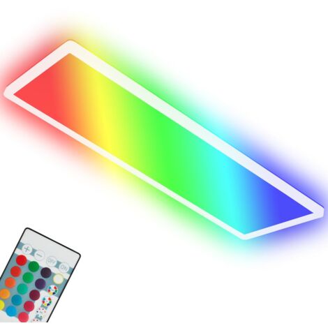 Briloner Leuchten  Plafonnier ultraplat RGBW, plafonnier LED avec r tro clairage, blanc neutre, panneau LED, changement de couleur, dimmable, t l commande, blanc