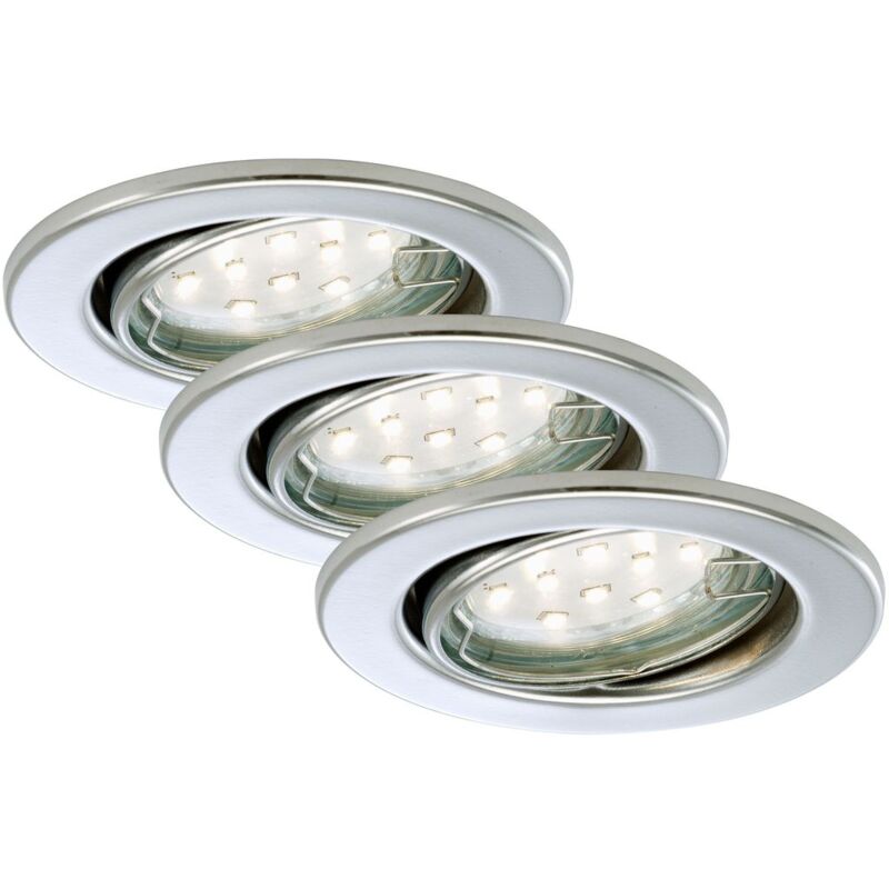 Lampe led encastrée Briloner leuchten fit move, 3 w, 250 lm, IP23, chrome, métal, incl., 3x GU10, 3er Set, ø 8,6 cm