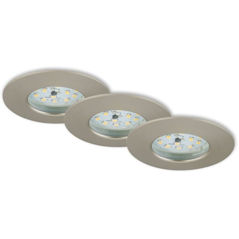 Lampe led encastrée Briloner leuchten attach one, 5 w, 400 lm, IP44, nickel mat, plastique, set de 3, ø 7,5 cm