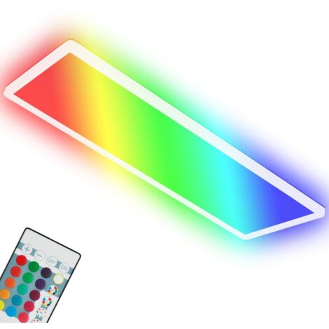 Briloner Leuchten Ultraflache Deckenlampe RGBW, LED Deckenleuchte mit Backlight, Neutralweiß, LED Panel, Farbwechsel, Dimmbar, Fernbedienung, Weiß