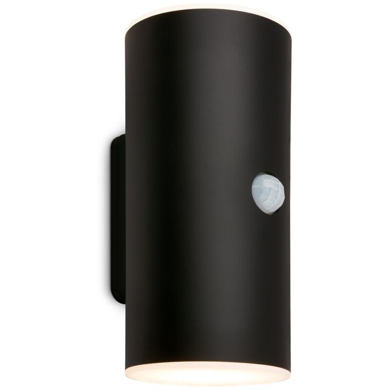 Lima led Applique murale extérieure, détecteur de mouvement, capteur crépusculaire, batterie, noir, dimensions : 15,5 x 7 x 8,5 cm - Briloner