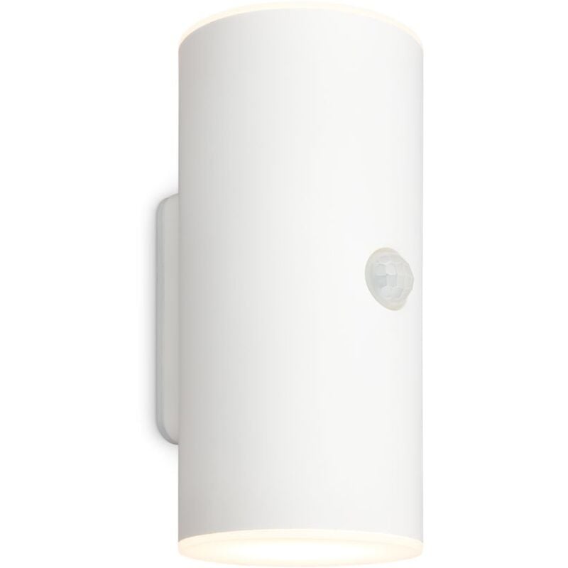 Lima led Applique murale extérieure, détecteur de mouvement, capteur crépusculaire, batterie, blanc, dimensions : 15,5 x 7 x 8,5 cm - Briloner