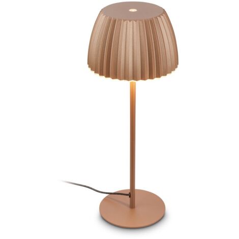 Briloner LOCA Lampe de table LED, tactile, variateur, lumière blanche chaude, bord lumineux, coffee, Ø14,3 x 36 cm