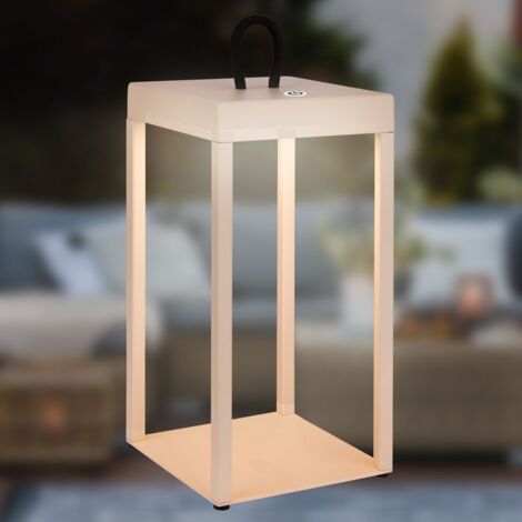Briloner Luca Lanterna LED a batteria IP44, dimmerabile, touch, beige