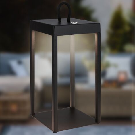 Briloner Luca Lanterna LED a batteria IP44, dimmerabile, touch, nera
