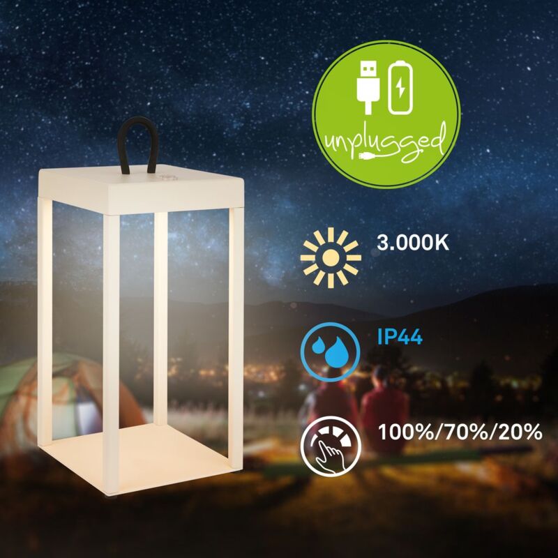 Briloner Luca Lampe de table led sans fil, intensité lumineuse variable, tactile, sans fil, protection contre les éclaboussures, beige, 31,5 x 13 x