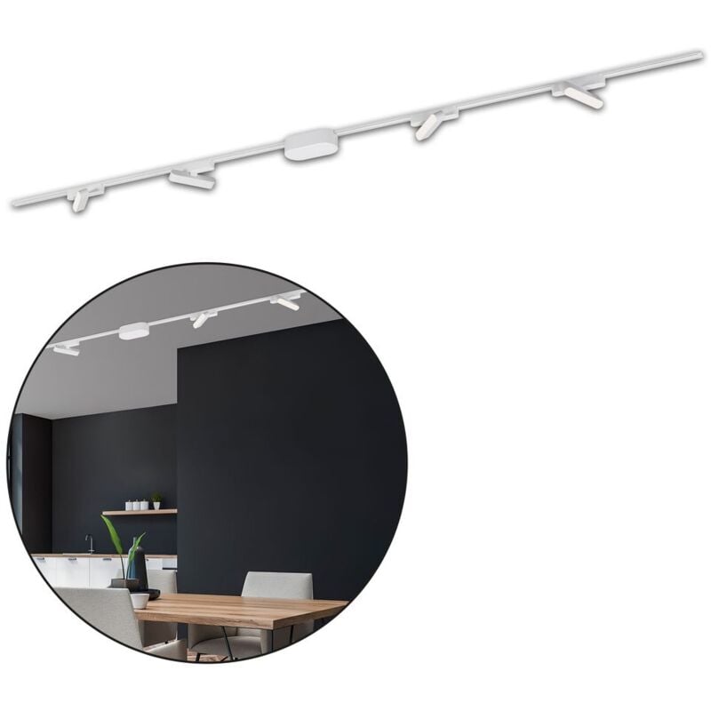 Briloner Luxtrail Système de rails, set complet, 4x led Tracklight, orientable, alimentation, blanc, 2 m