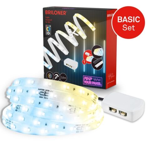 Briloner Pimp your Panel LED Strip, Set de base CCT, Pimp your Panel, Pilote, Télécommande, Blanc, 260 x 1 cm
