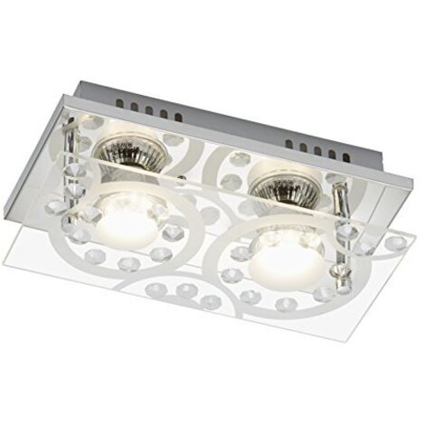 BRILONER- PLAFONIERA 2 LED 3W-250LUMEN-3000K CROMO/VETRO TRASPARENTE