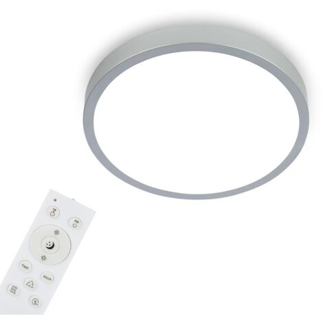 BRILONER - Plafoniera a LED RGBW, Plafoniera a LED dimmerabile, colori di luce colorati, bianco neutro, lampada da parete, telecomando, color argento, Ø380x50 mm