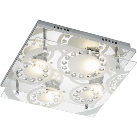 BRILONER - PLAFONIERA LED TORA 4 x GU103 watt 250 lumen 3000K CROMO E VETRO TRASPARENTE