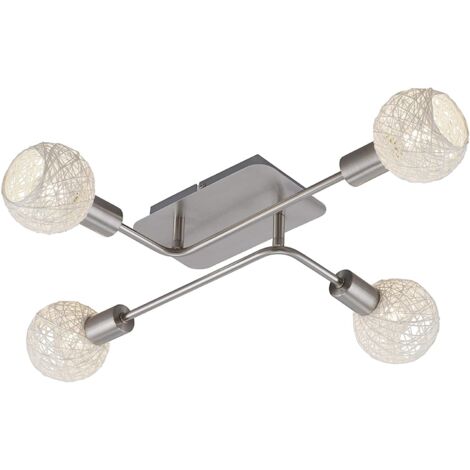 BRILONER - PLAFONIERA NATURE BALL  A 4LUCI 5,5W E14 NICKEL SATINATO/CARTA BIANCA