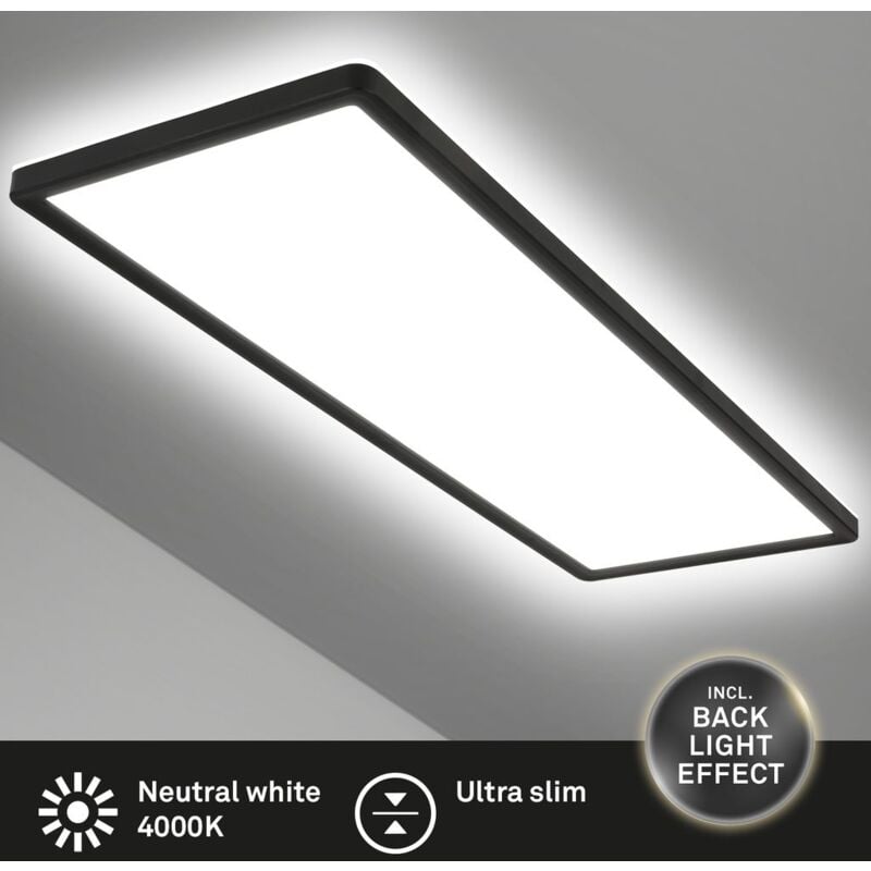 Briloner Plafonnier led Panneau ultra plat effet backlighter noir
