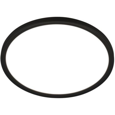 Briloner Pulap LED plafonnier, lumière indirecte, plat, IP44 protection contre les éclaboussures, lumière blanche neutre, noir, Ø29 x 4 cm