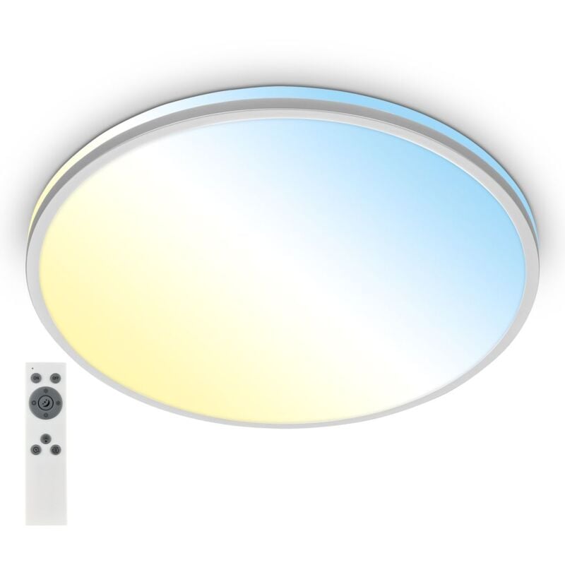 Pulup led Plafonnier, variateur, télécommande, contrôle de la température de couleur cct, minuterie, chrome mat, Ø49 x 9,5 cm - Briloner