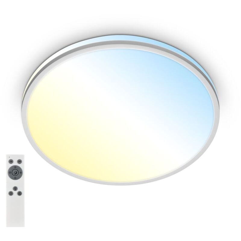 Pulup led Plafonnier, Variable, télécommande, minuterie, fonction veilleuse, chrome mat, Ø33 x 6 cm - Briloner