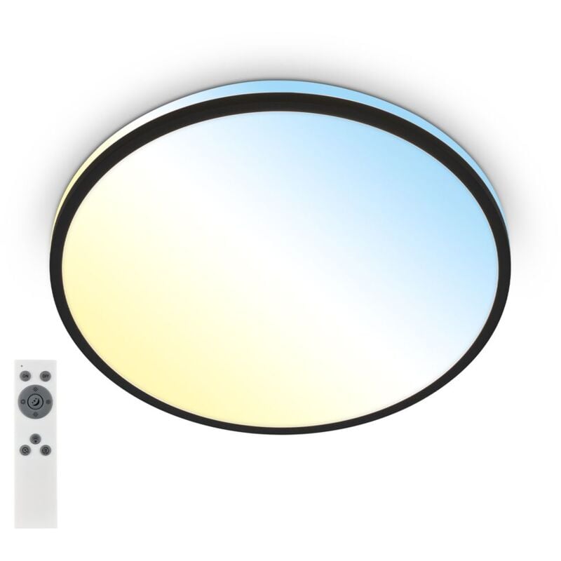 Briloner - Pulup led Plafonnier, Variable, télécommande, minuterie, fonction veilleuse, noir, Ø33 x 6 cm