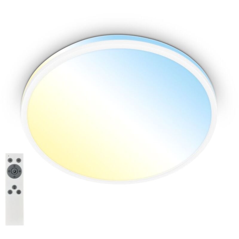 Pulup led Plafonnier, variateur, télécommande, minuterie, fonction veilleuse, blanc, Ø33 x 6 cm - Briloner
