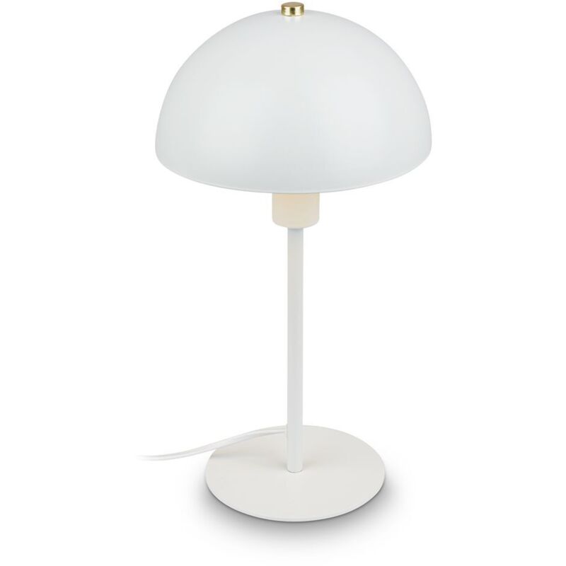 Lampe de table compacte 18x35 cm rond E14 40 watt 400 lumen blanc chaud avec interrupteur sur le cable blanc lampe de chevet salon bureau chambre