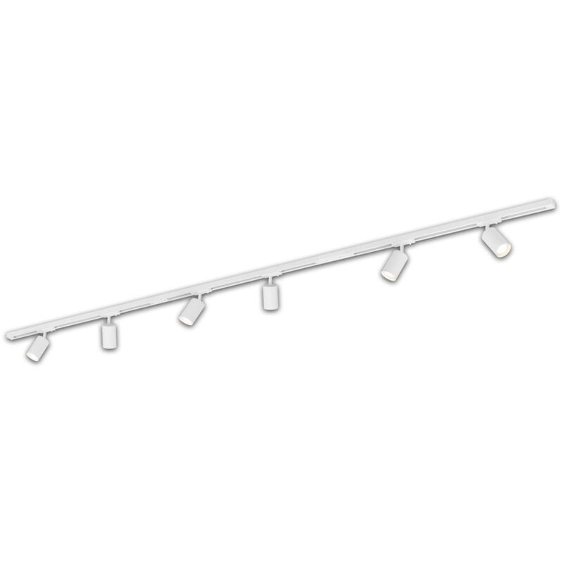 Briloner Rail Schienensystem, Komplettset, 6x Gu10 Spots, Schwenkbar, Drehbar, Weiß, 2, 25 M
