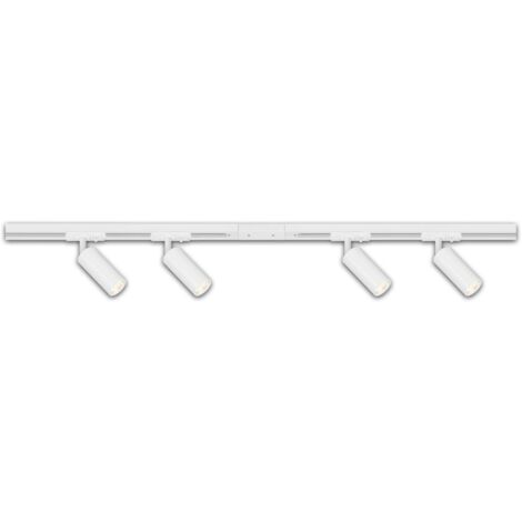 Briloner Rail Système de rail, set complet, 4x LED Spots, gradable, alimentation, blanc, 1,5 m