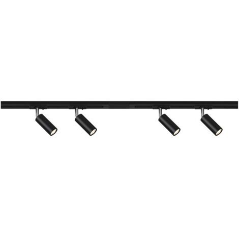 Briloner Rail Système de rail, set complet, 4x LED Spots, gradable, alimentation, noir, 1,5 m