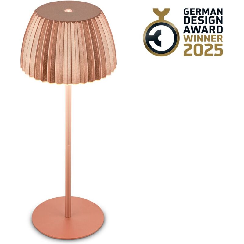 BRILONER Riffle Dimmable Rechargeable USB C Design Award LED Table Lamp in Copper