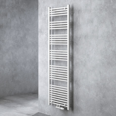 Briloner – Sèche-serviette à eau chaude 180x50cm – Radiateur tubulaire vertical en acier inoxydable – Puissance 833W – Connexion centrale G1/2'