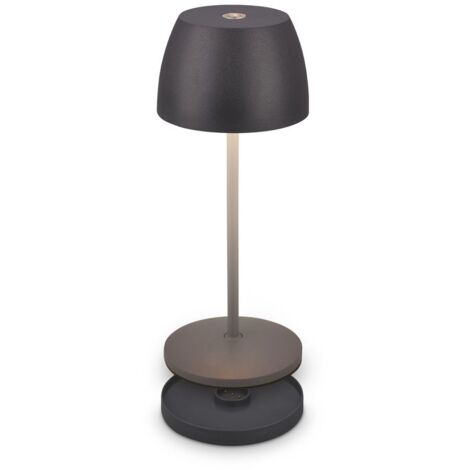 Briloner Serina Mini lampe de table LED sans fil IP44, variateur, tactile, protection contre les éclaboussures, sans fil, anthracite, Ø8 x 20,5 cm