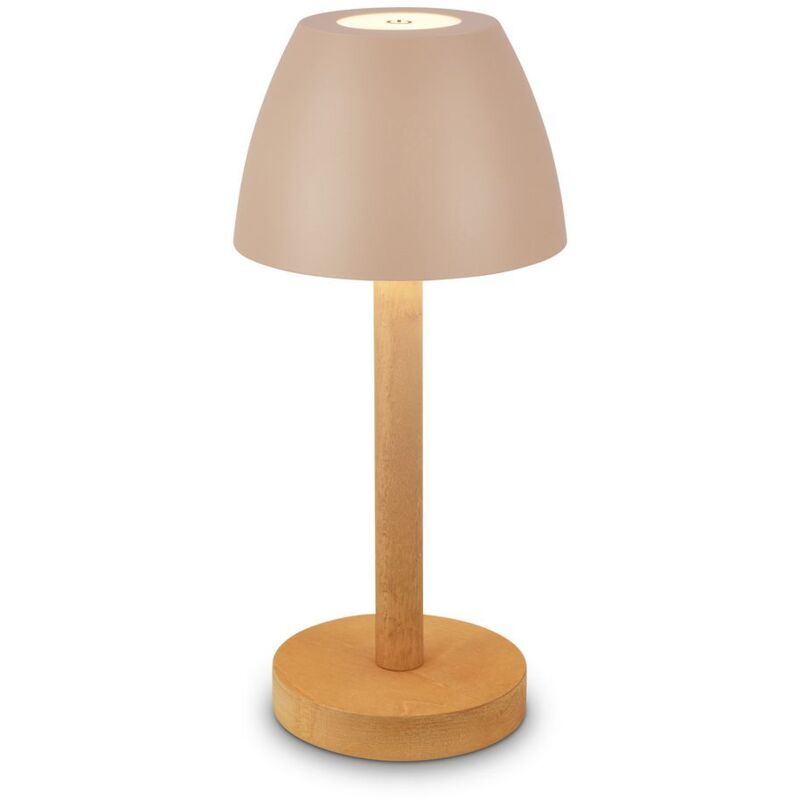 BRILONER Beige Wood LED Table Lamp Rechargeable Light Dimmable Cordless IP44