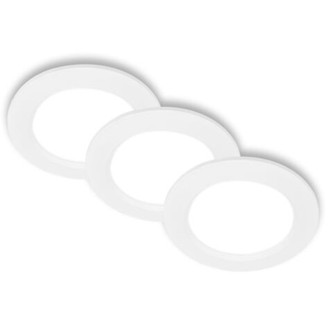 BRILONER - Set de 3 spots LED encastrables 230V plats, lumière blanche neutre, 6W 660lm IP20, spot encastrable, spots LED, spot encastrable extra plat, 12x2,8 cm, blanc
