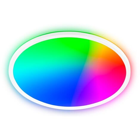Briloner SLIM Panneau LED, dimmable, télécommande, CCT, RGBIC, blanc, Ø42 x 3 cm
