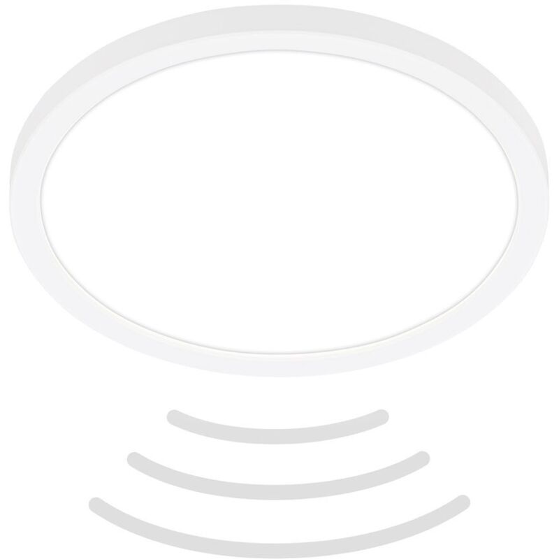 Move led Plafonnier avec détecteur de mouvement IP44, détecteur de mouvement, lumière indirecte, portée 3m, détection 120 degrés, blanc, Ø24 x 3 cm - Briloner