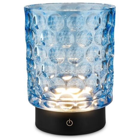 Briloner Sunora LED lampe de table sans fil IP44, variateur, tactile, sans fil, protection contre les éclaboussures, bleu, Ø11 x 15 cm